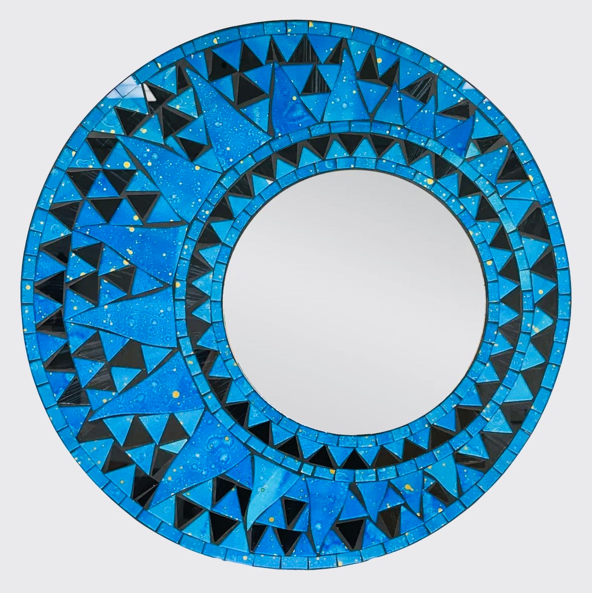 Blue mosaic mirror