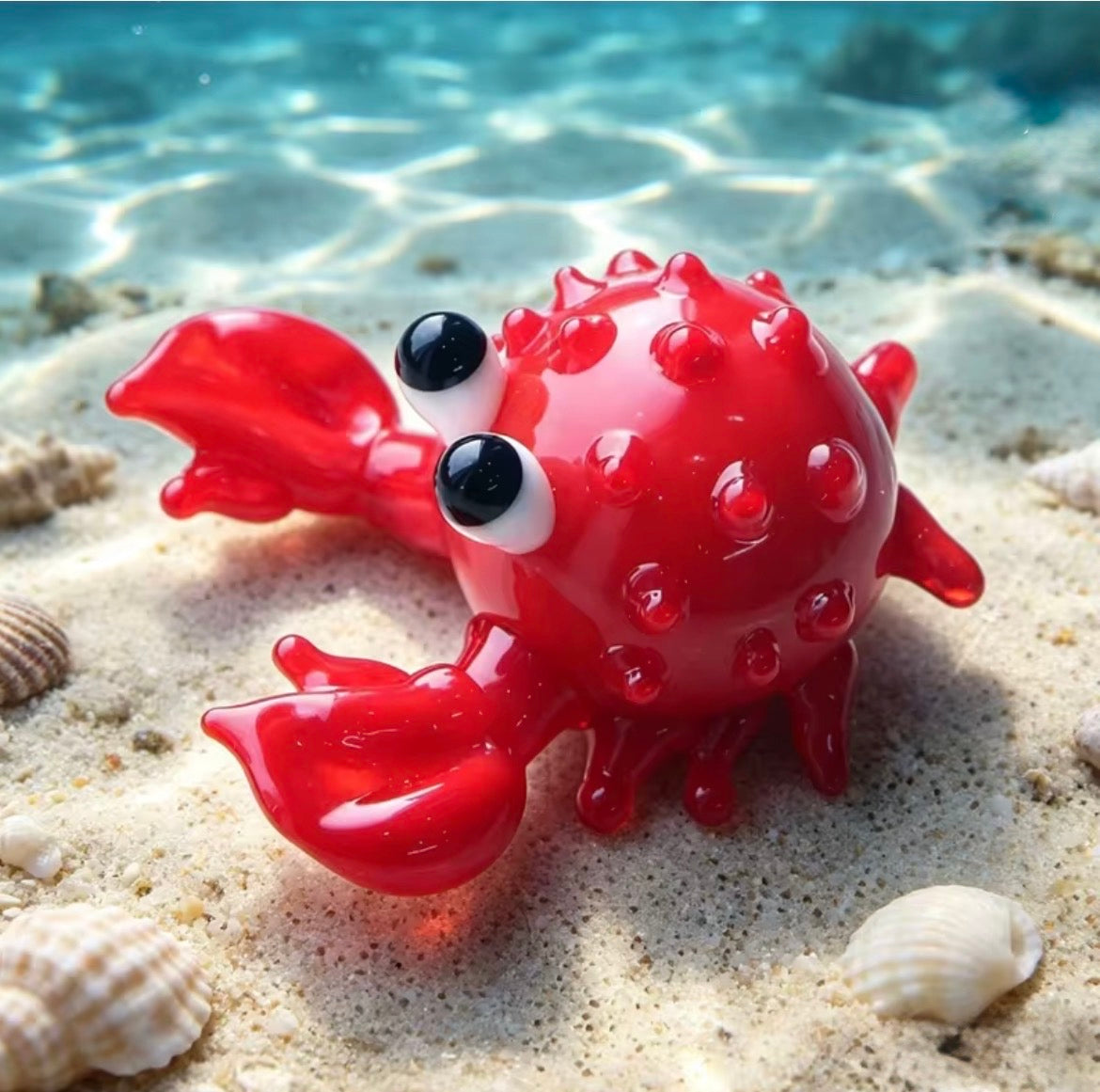 Small glass red crab 