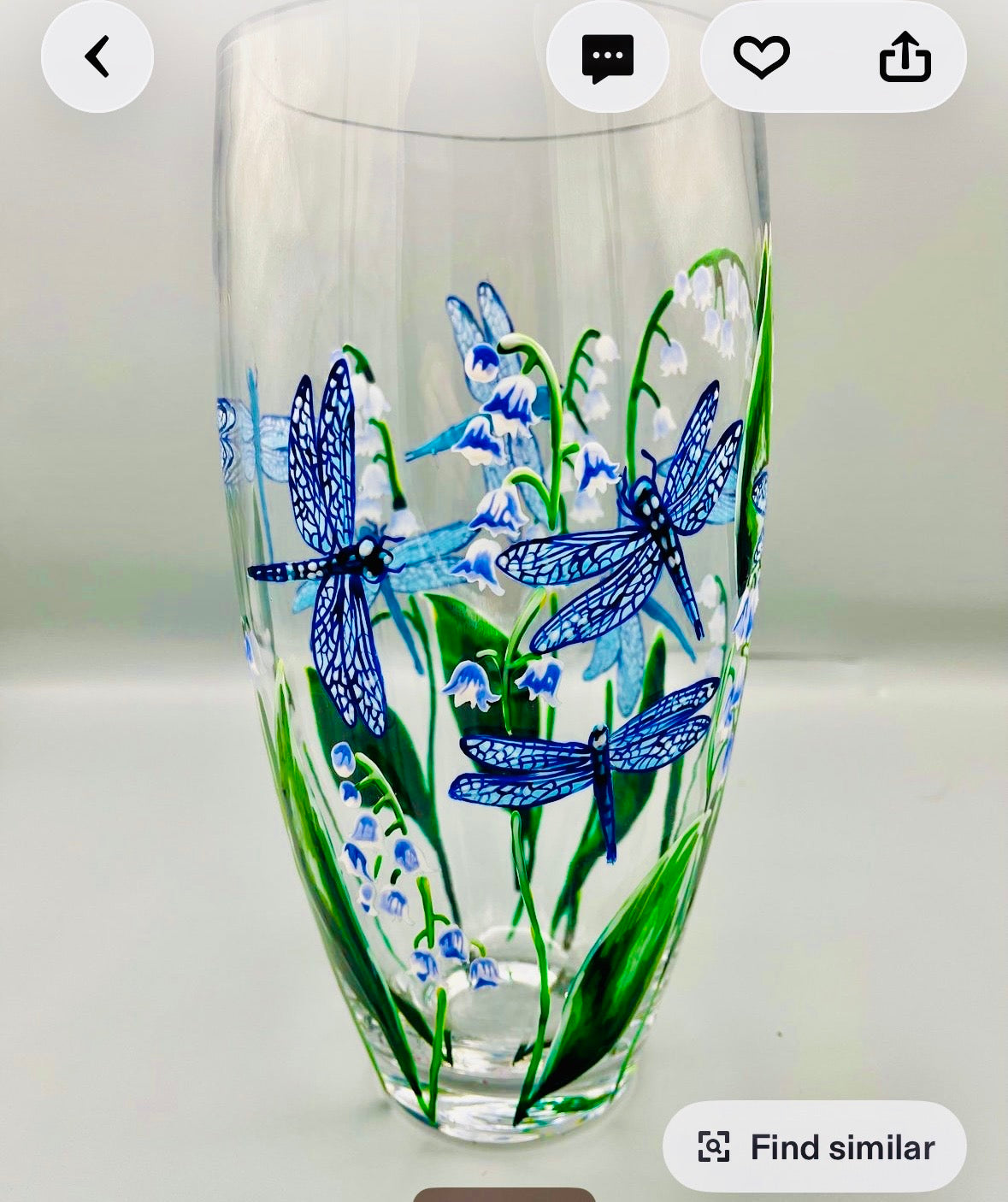 Hand painted dragon fly vase