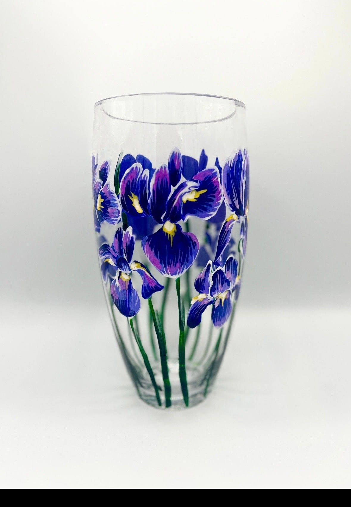 Hand painted glass flower vase