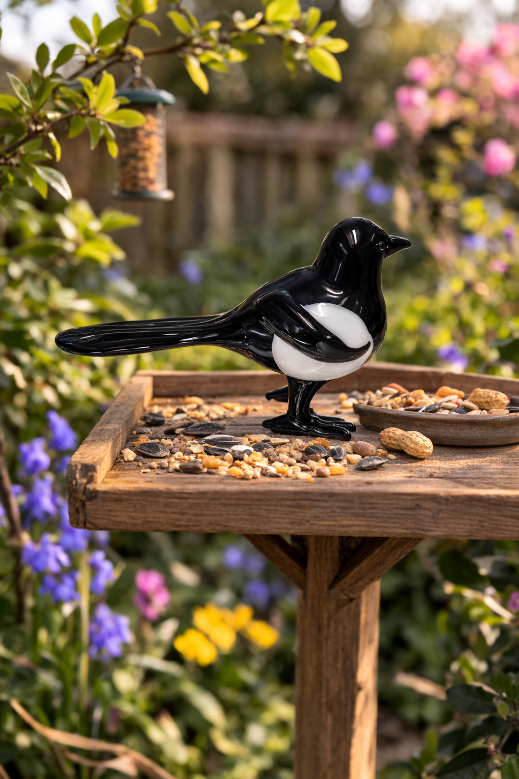Hand made Glass Magpie Birds
