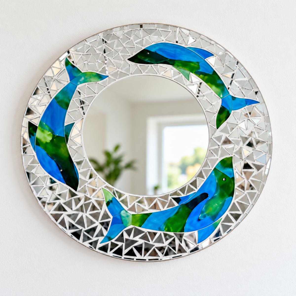 Mosaic Dolphin round Mirror