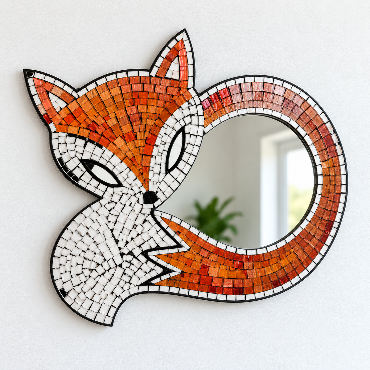 Mosaic glass Fox mirror