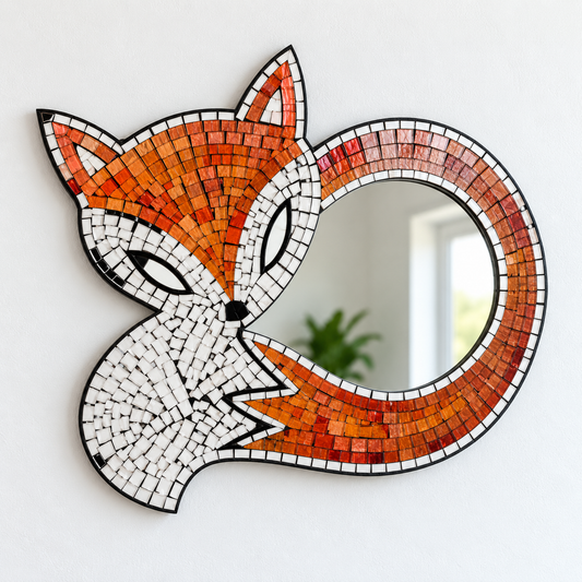 Mosaic glass Fox mirror
