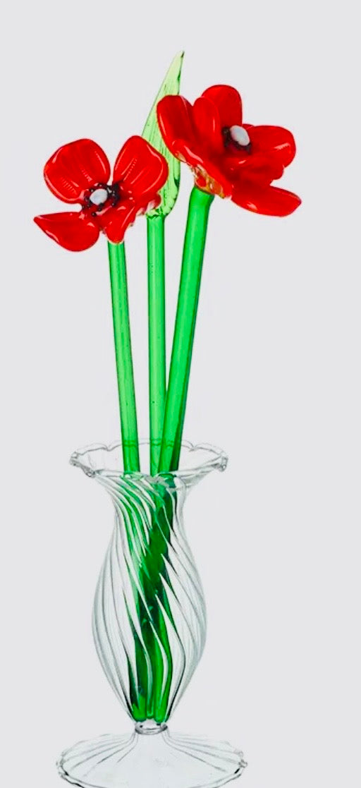 Glass Poppies in Vase