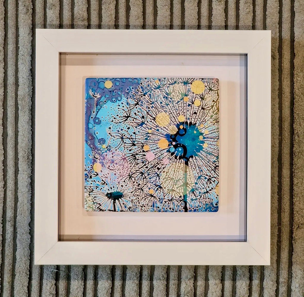 Glass Dandelion Framed Tile 2 designs