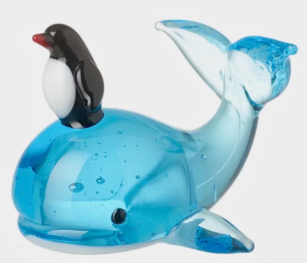 Glass Whale and Penguin