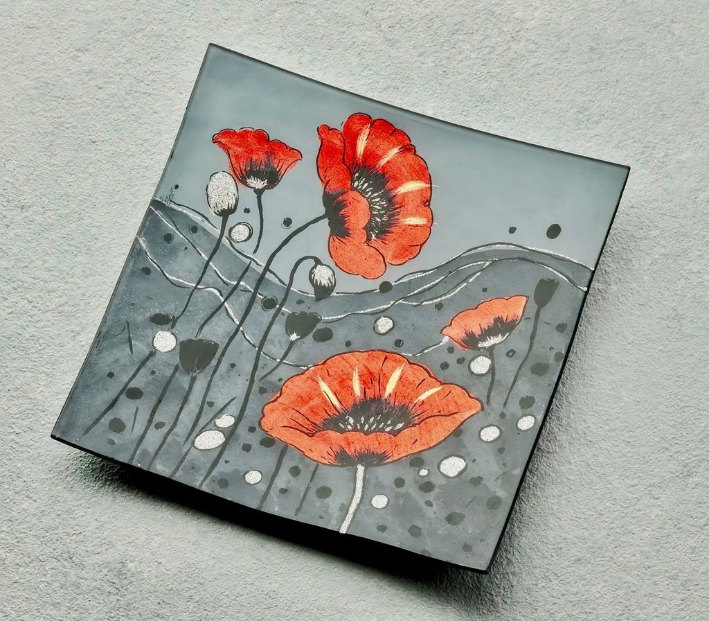 Glass square plate multiple designs