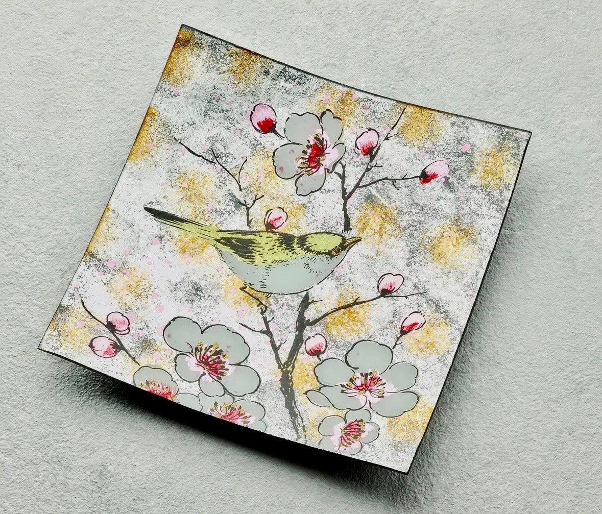 Glass square plate multiple designs