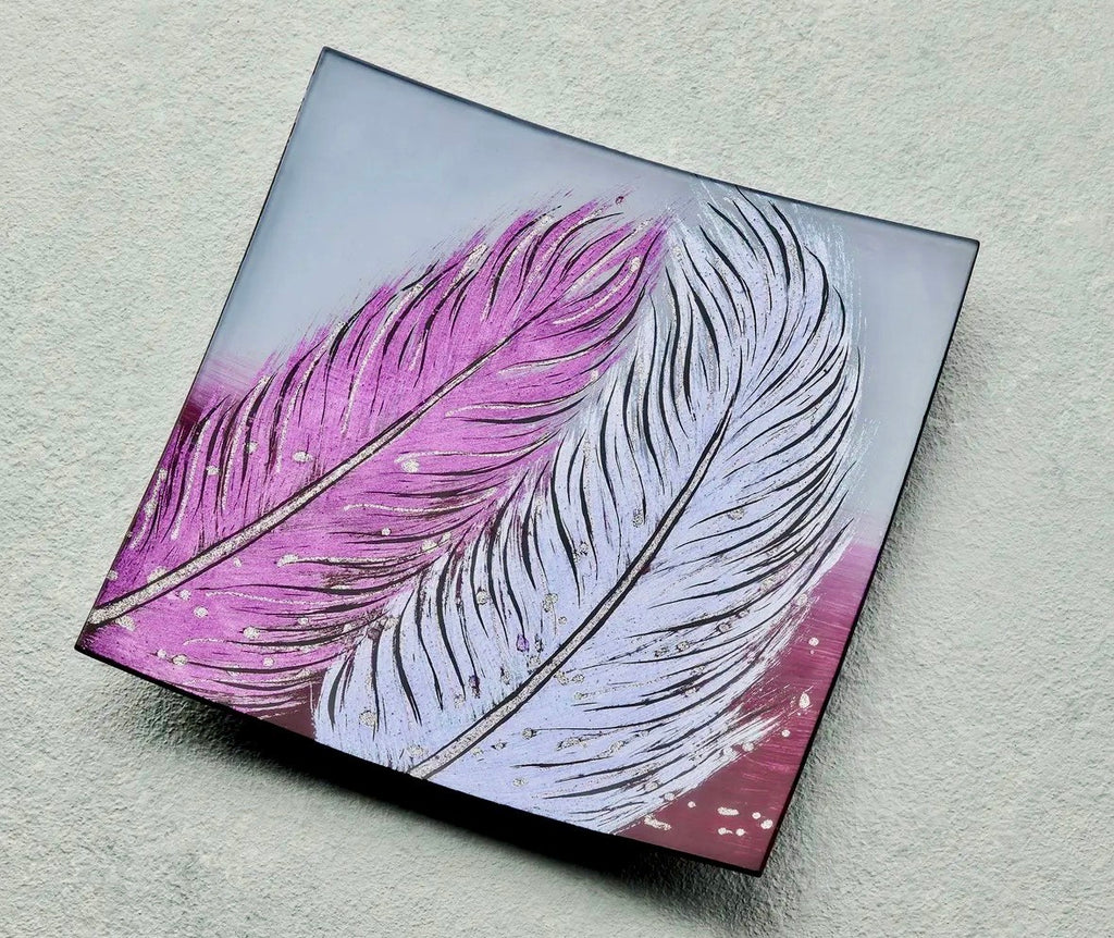 Glass square plate multiple designs
