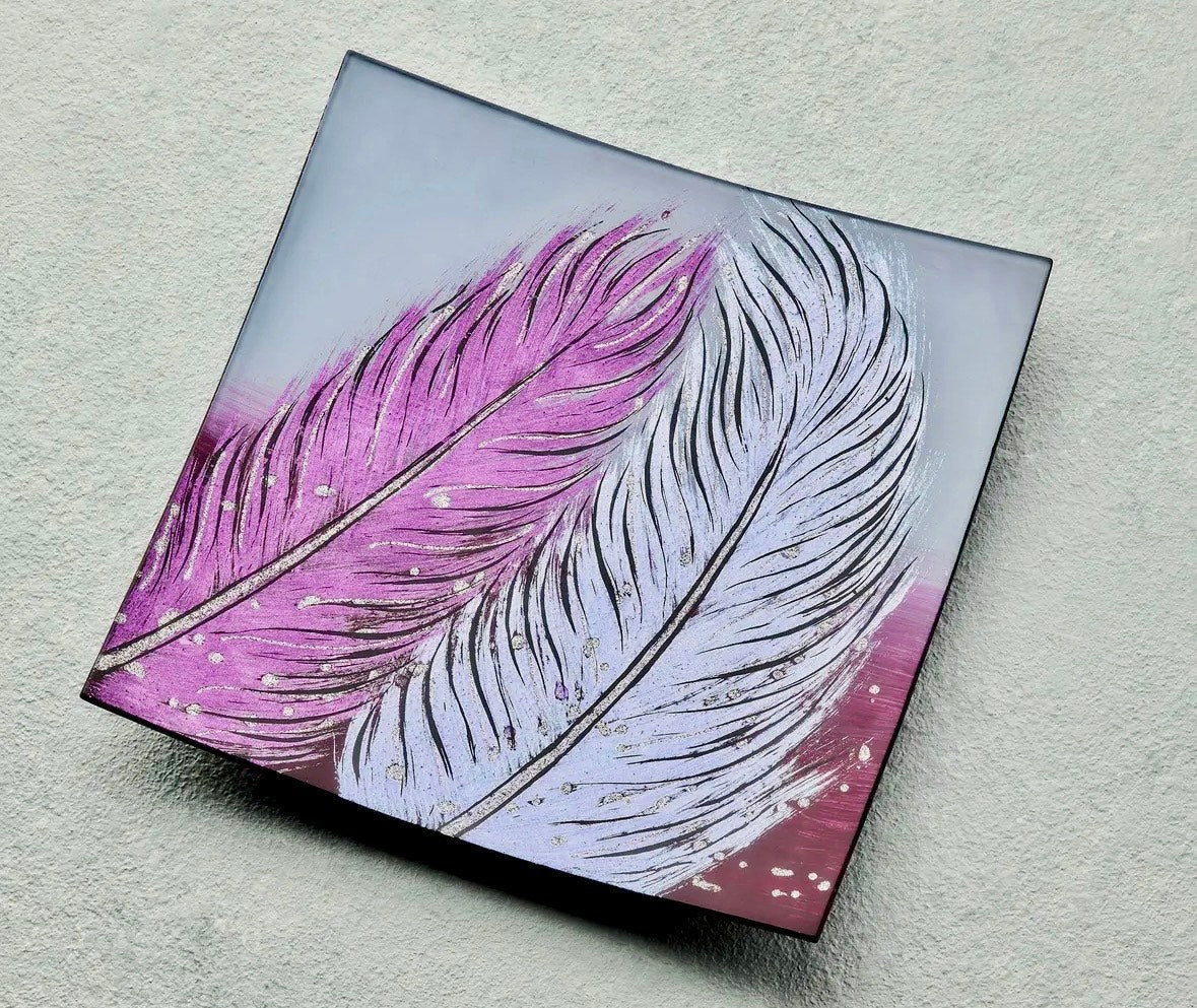 Glass square plate multiple designs