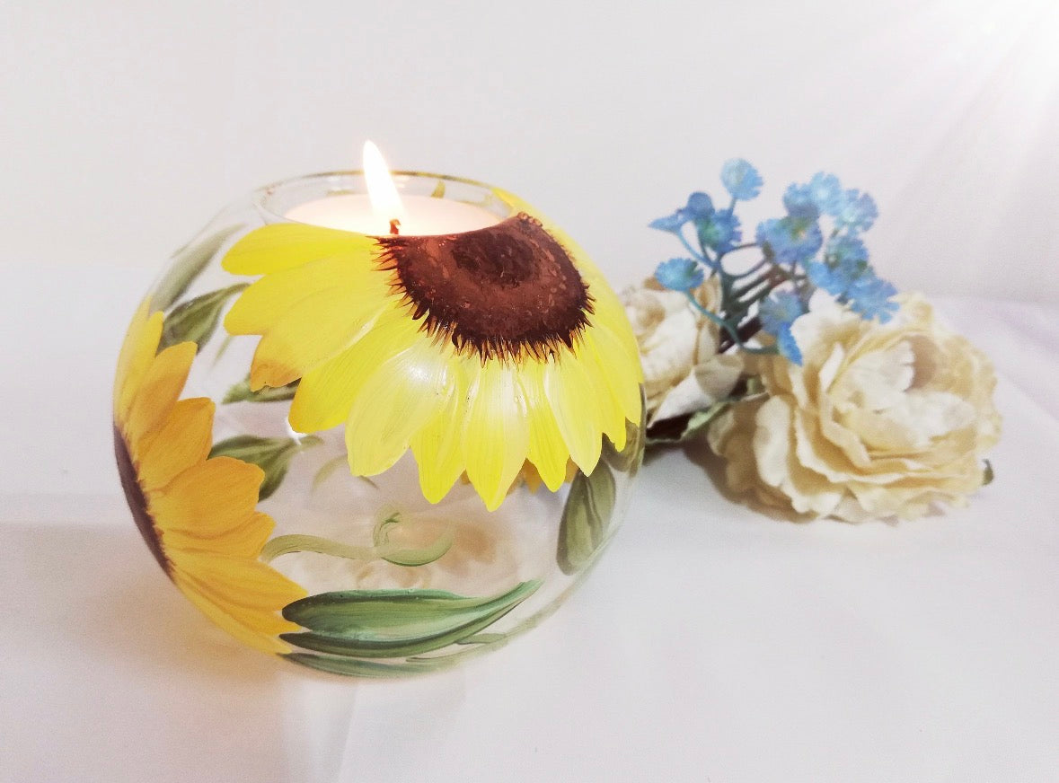 Glass sunflower t-light