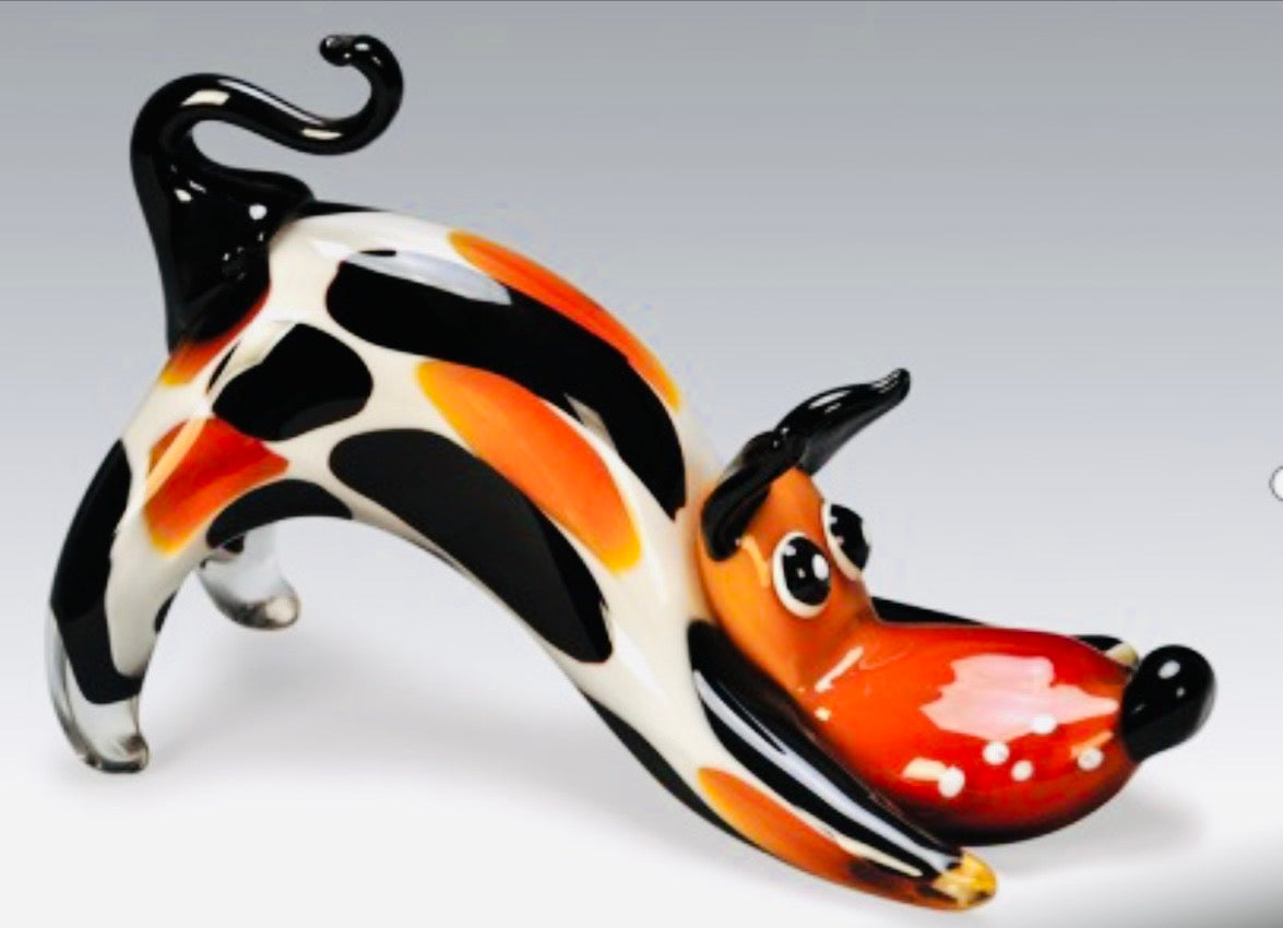 Hand blown glass dog
