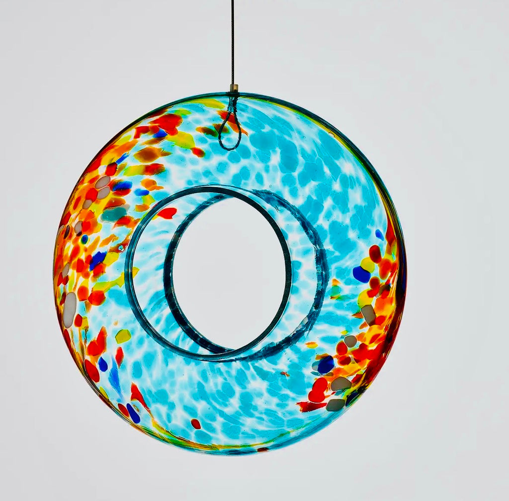 Glass garden bird feeders in multiple colours