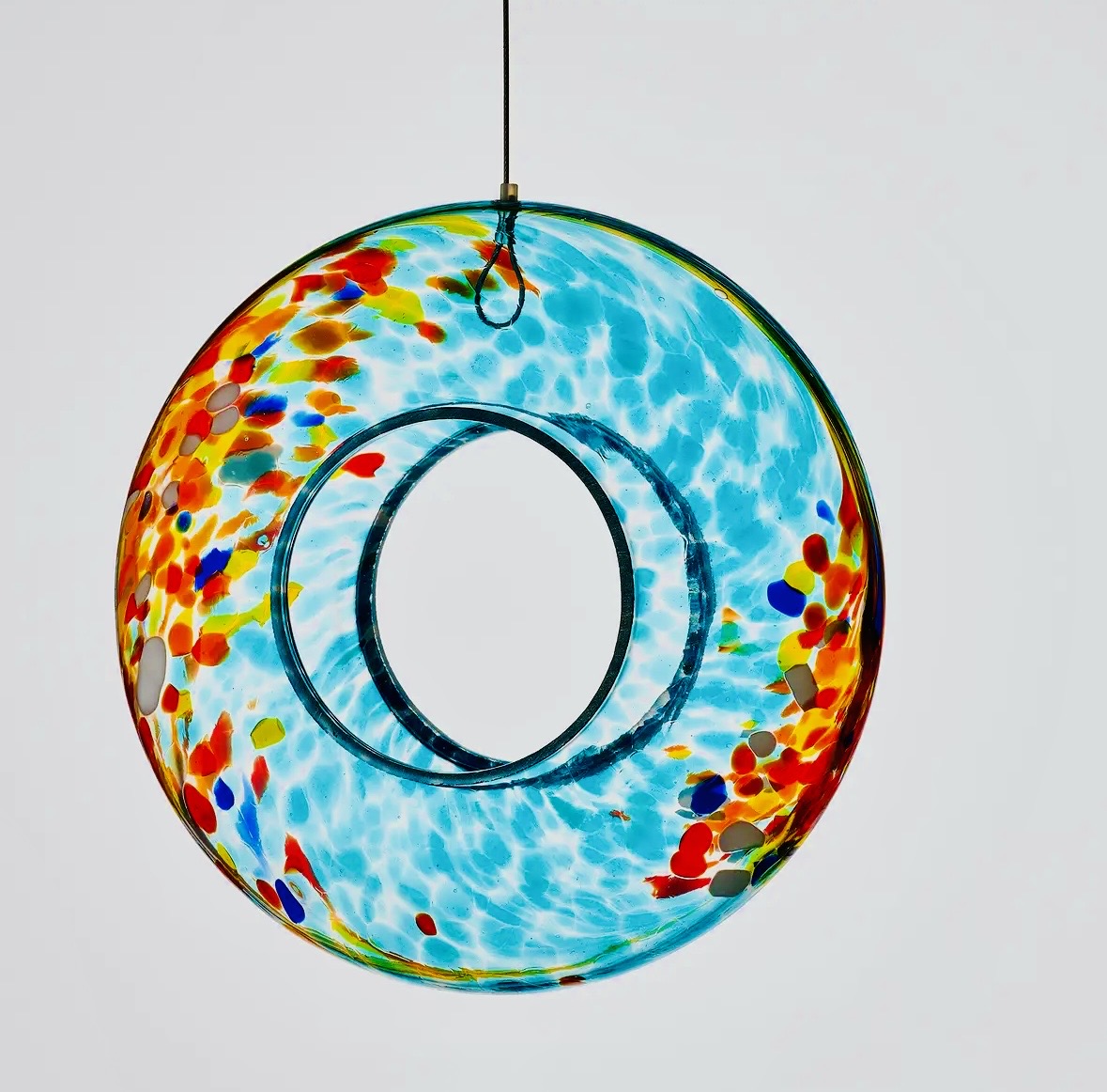 Glass garden bird feeders in multiple colours