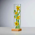 Glass Daffodil and Poppy decorative plaque