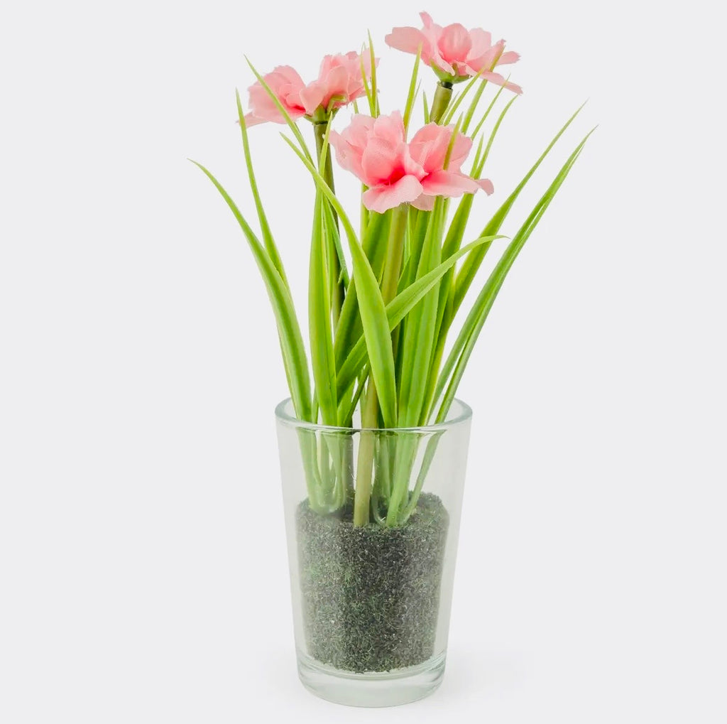 Artificial flowers in glass pots 4 designs