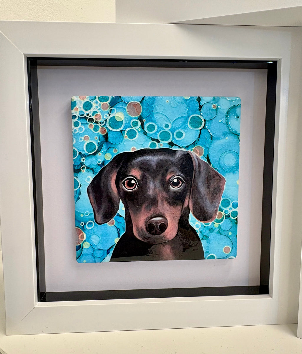 Framed dog pictures on glass tiles 3 designs