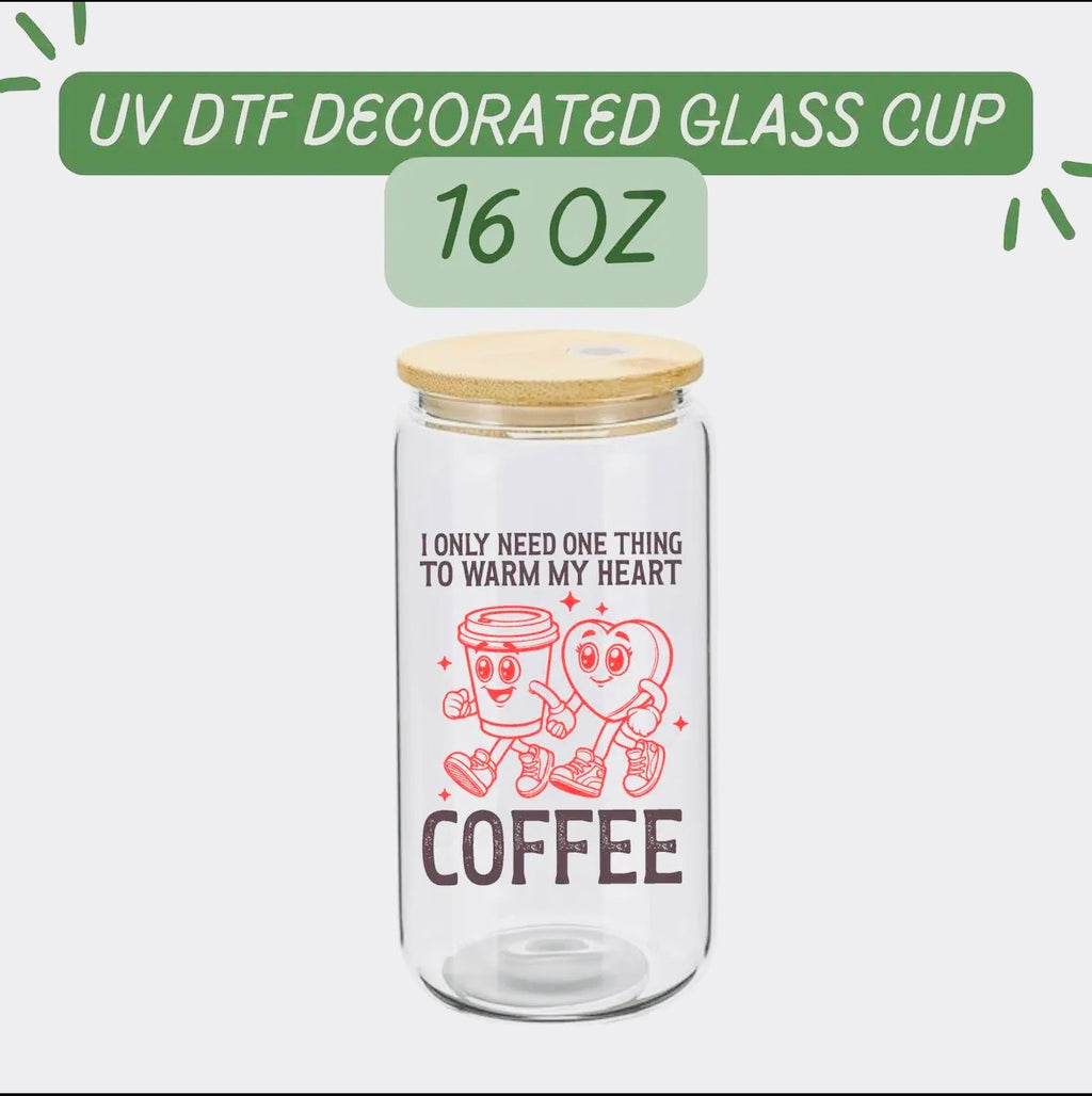 Fun design glass cups with straws in 4 different designs