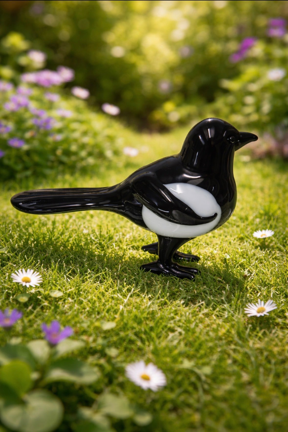Hand made Glass Magpie Birds