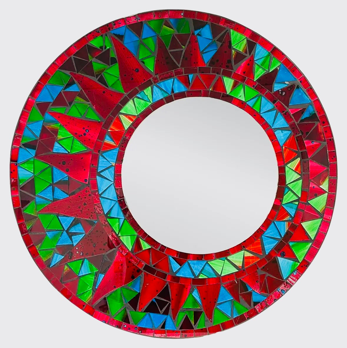 Red glass mosaic mirror