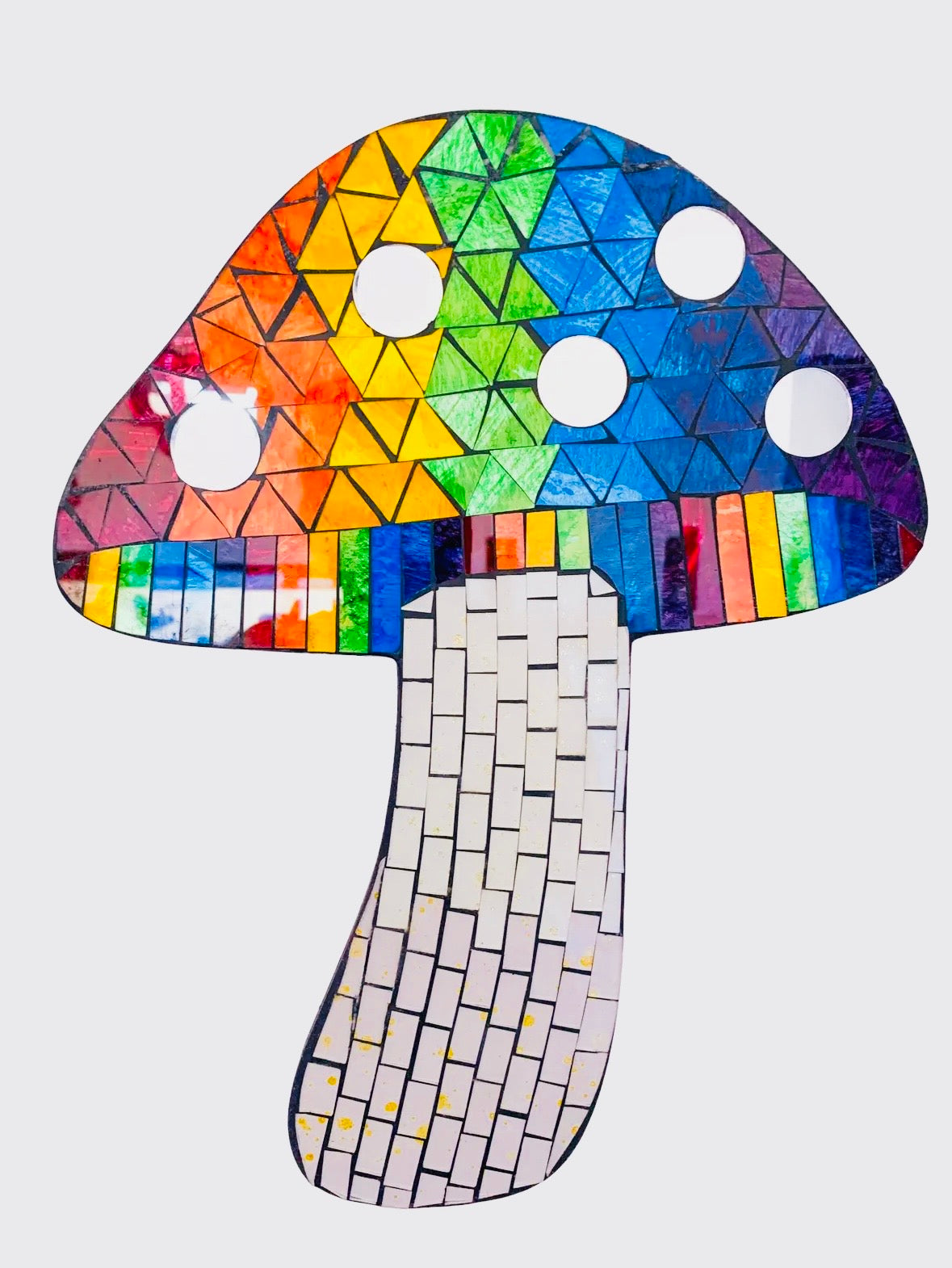 Mosaic glass hanging mushroom