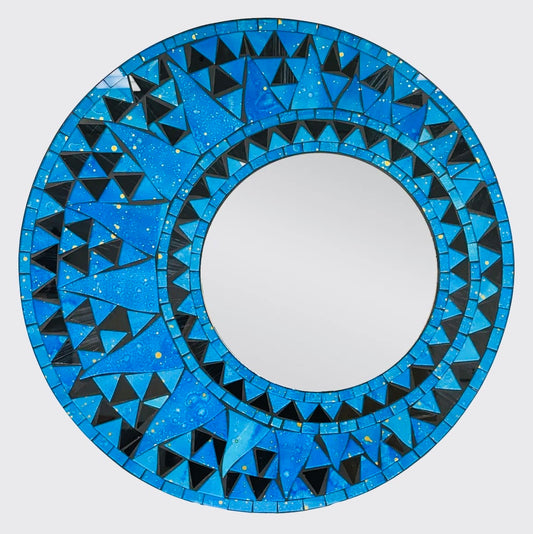 Blue mosaic mirror