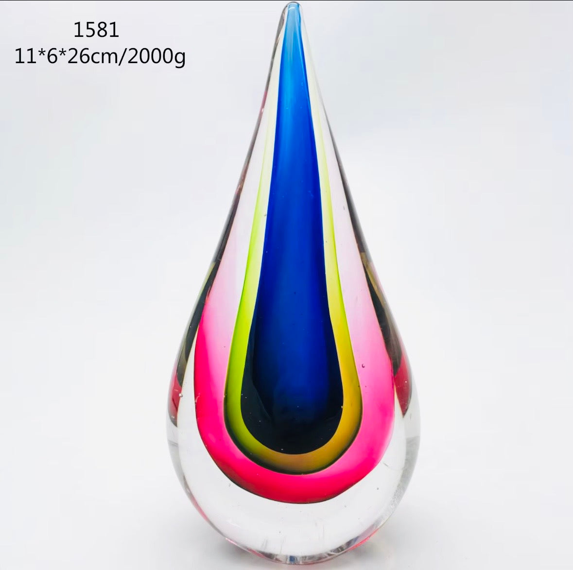 Art Glass Teardrop Sculpture – Multicolor