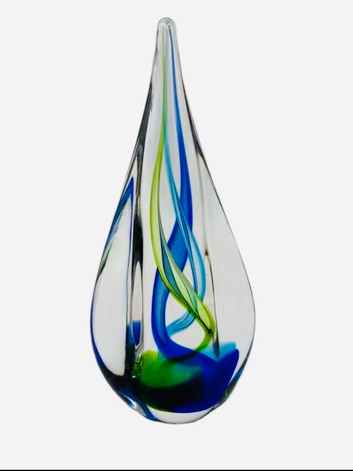 Handcrafted Art Glass Teardrop Sculpture