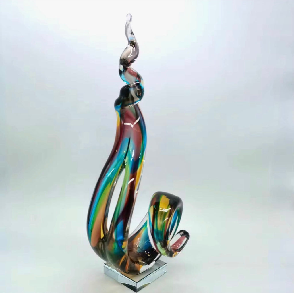 Hand-Blown Art Glass Abstract Sculpture