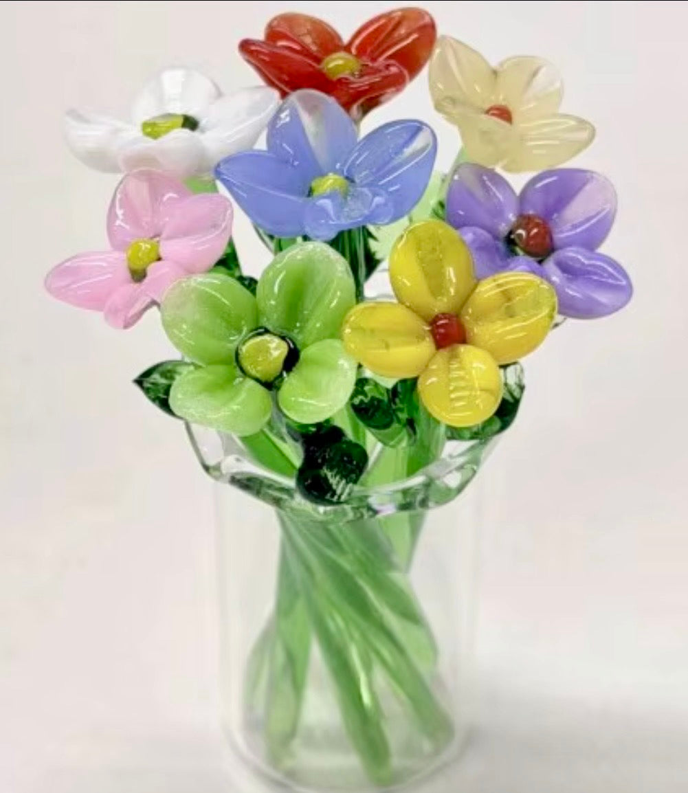 Glass flowers in vase