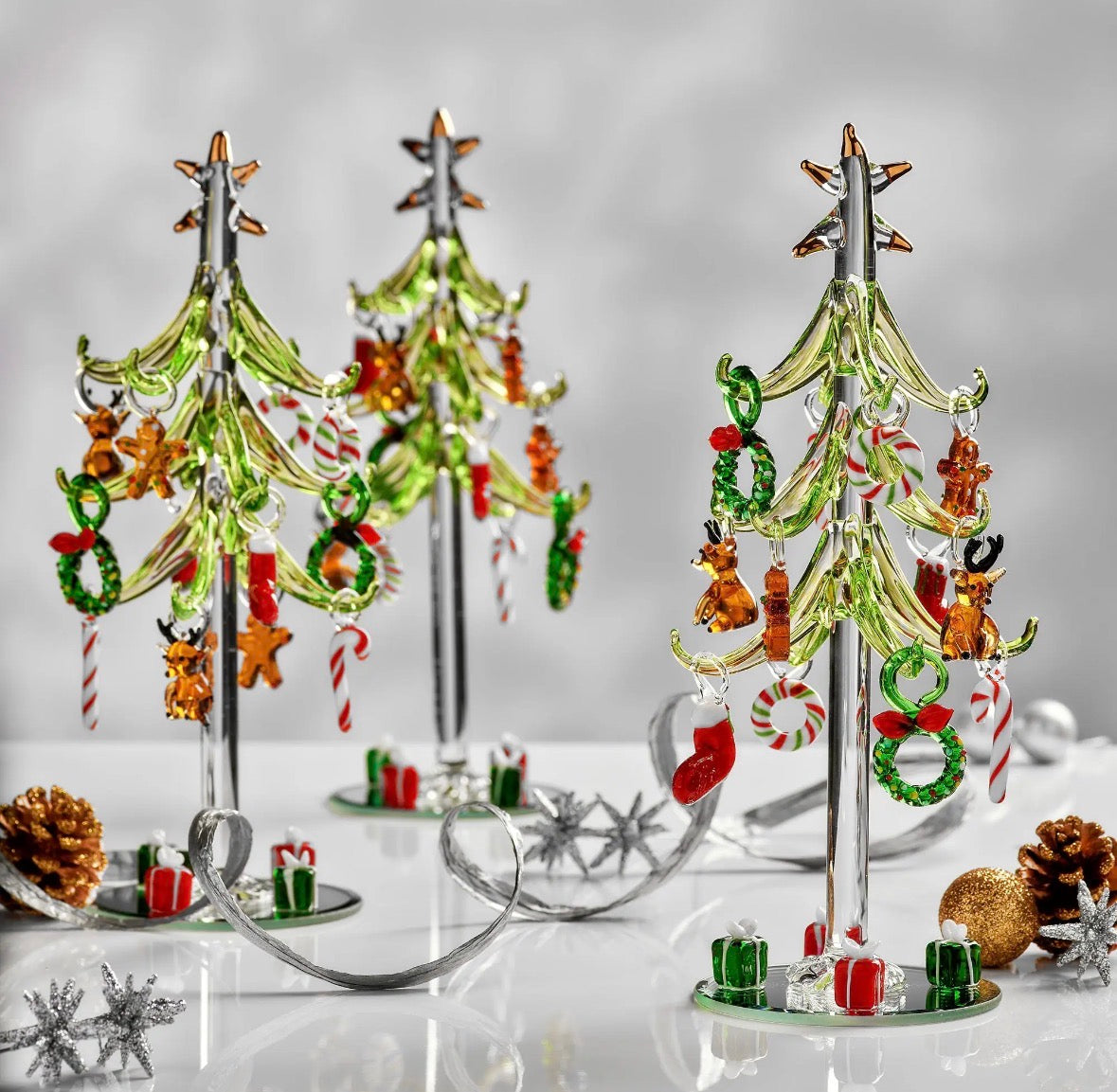 Glass decorated Xmas Tree