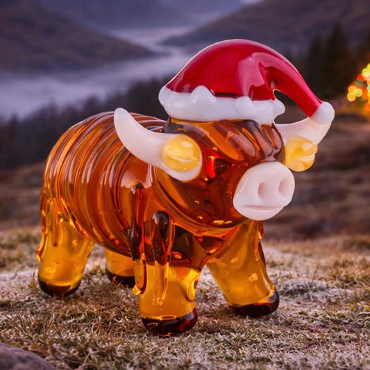 Christmas Glass Highland Cow