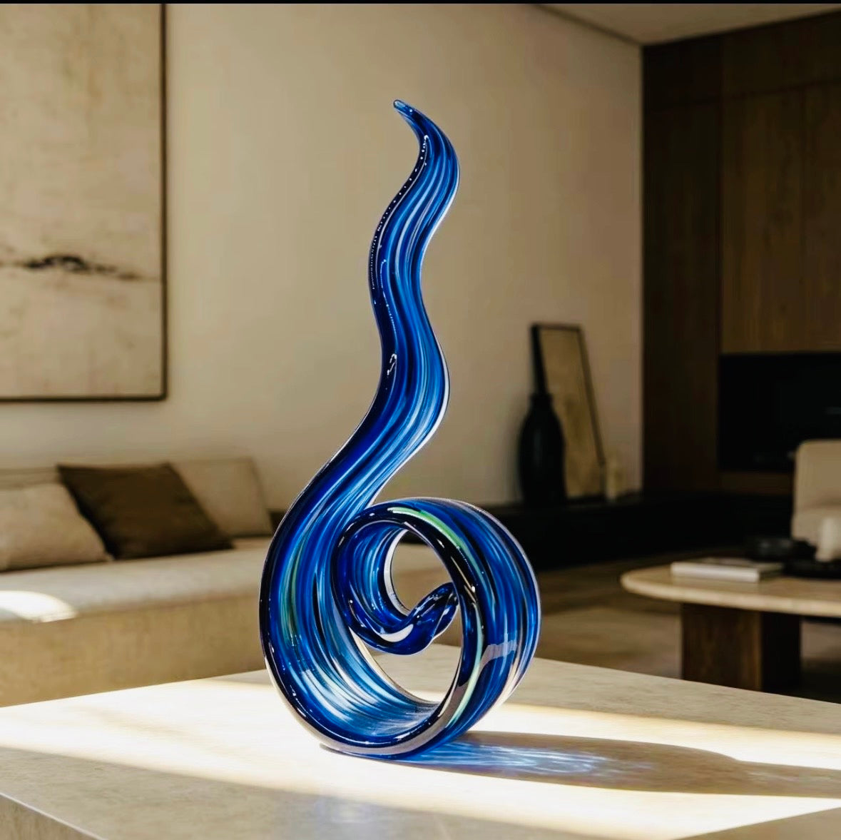 Hand made Blue Glass Sculpture